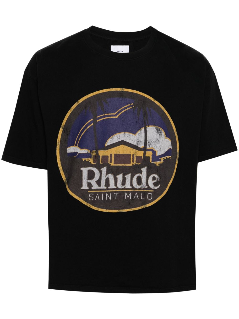 RHUDE logo印花棉T恤 - 黑色