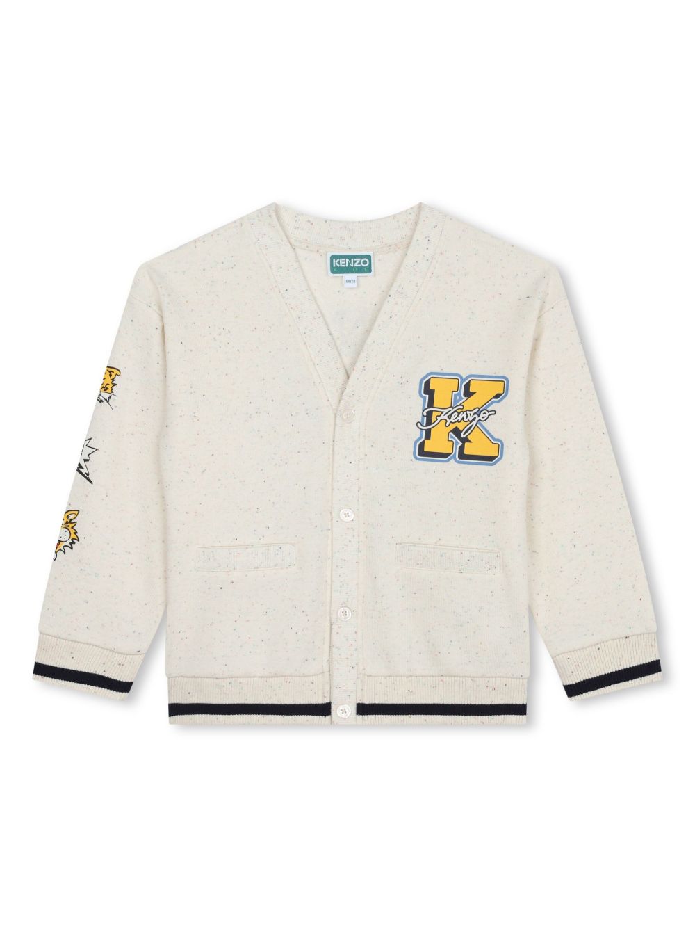 Kenzo Kids logo印花V领开衫 - 中性色