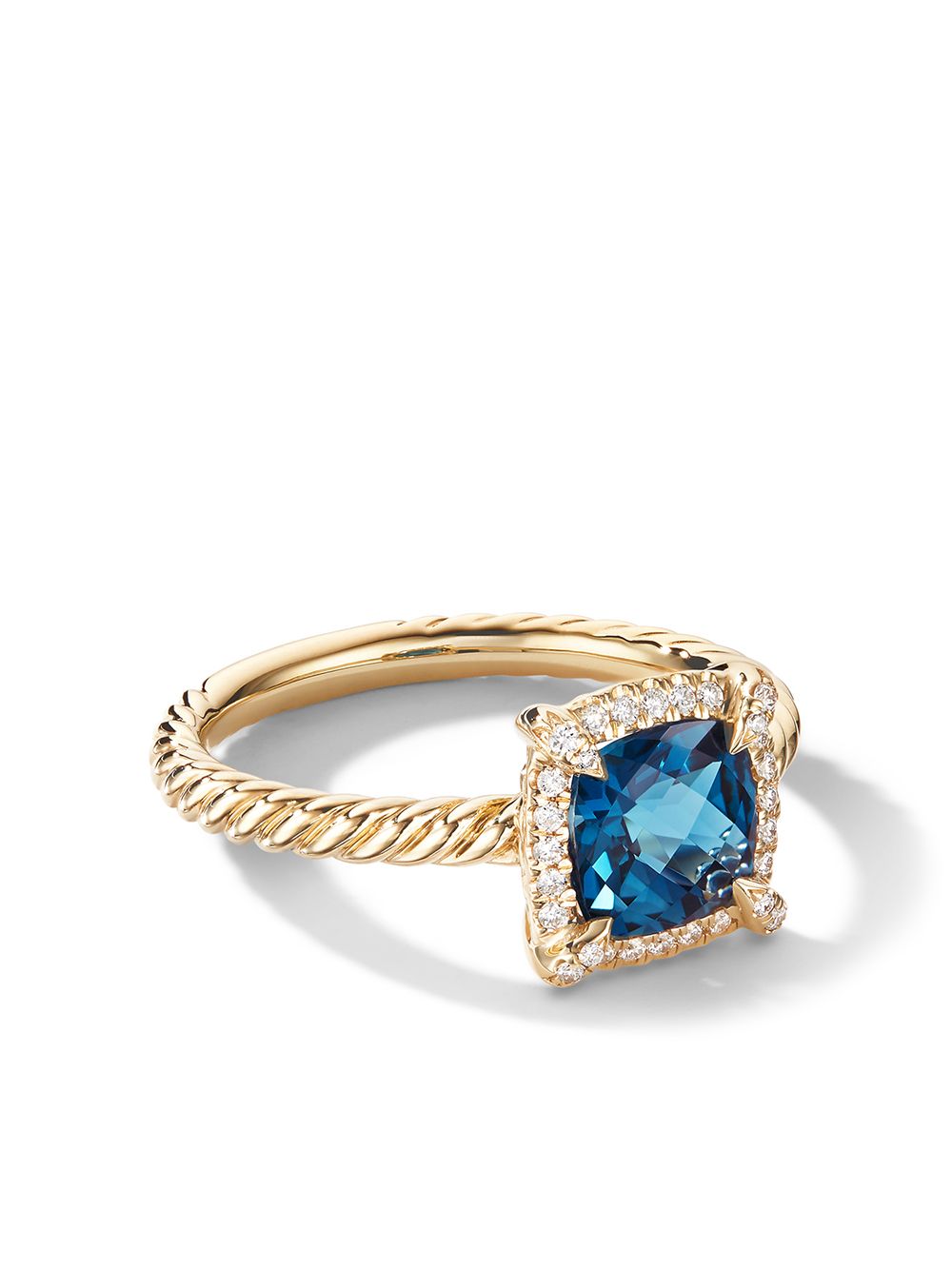 David Yurman 18K黄金 Petite Chatelaine 黄玉钻石戒指 - 蓝色