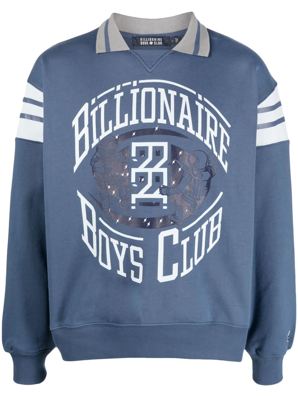 Billionaire Boys Club logo印花宽领棉卫衣 - 蓝色