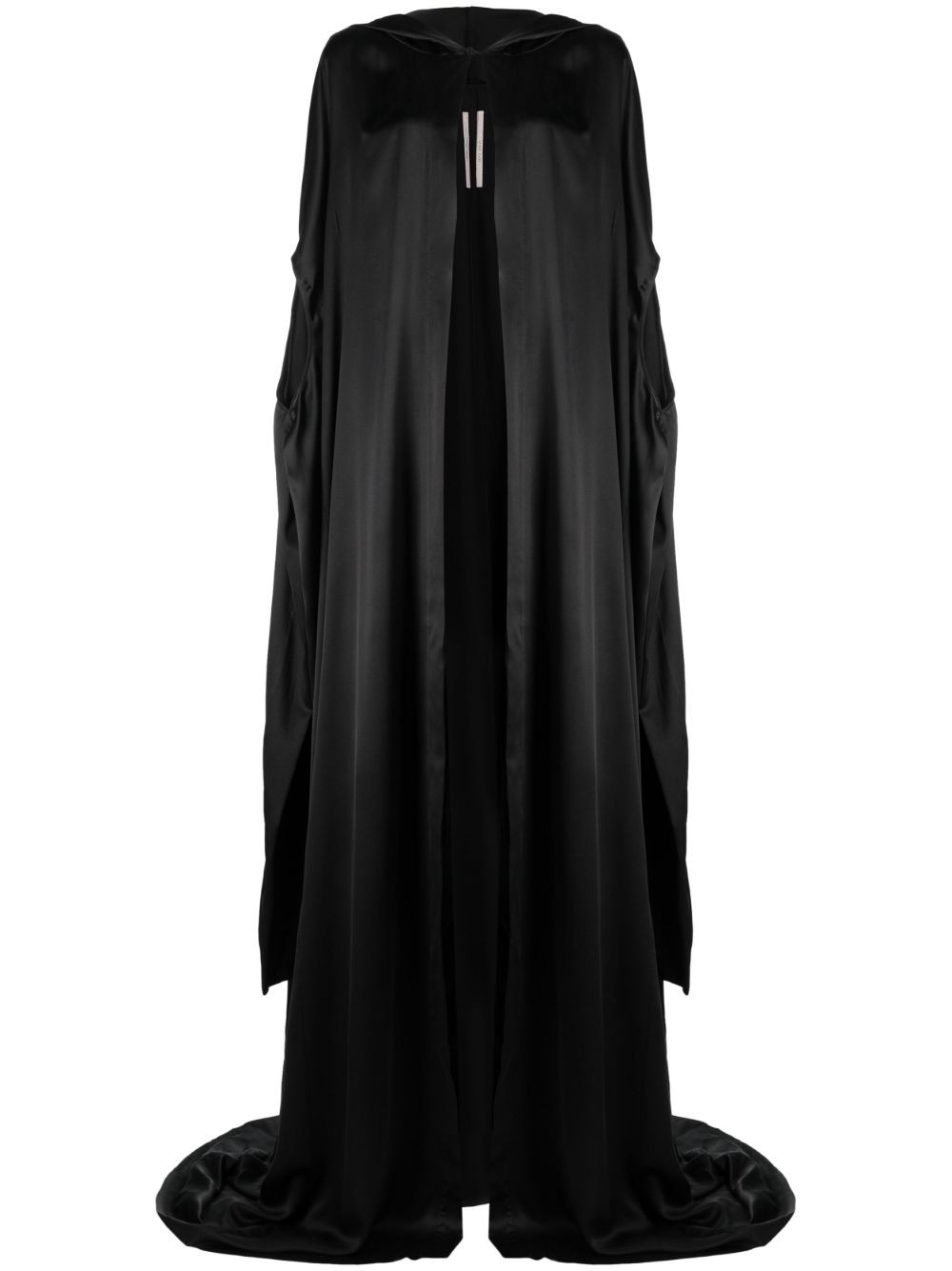 Rick Owens 连帽丝缎礼服 - 黑色