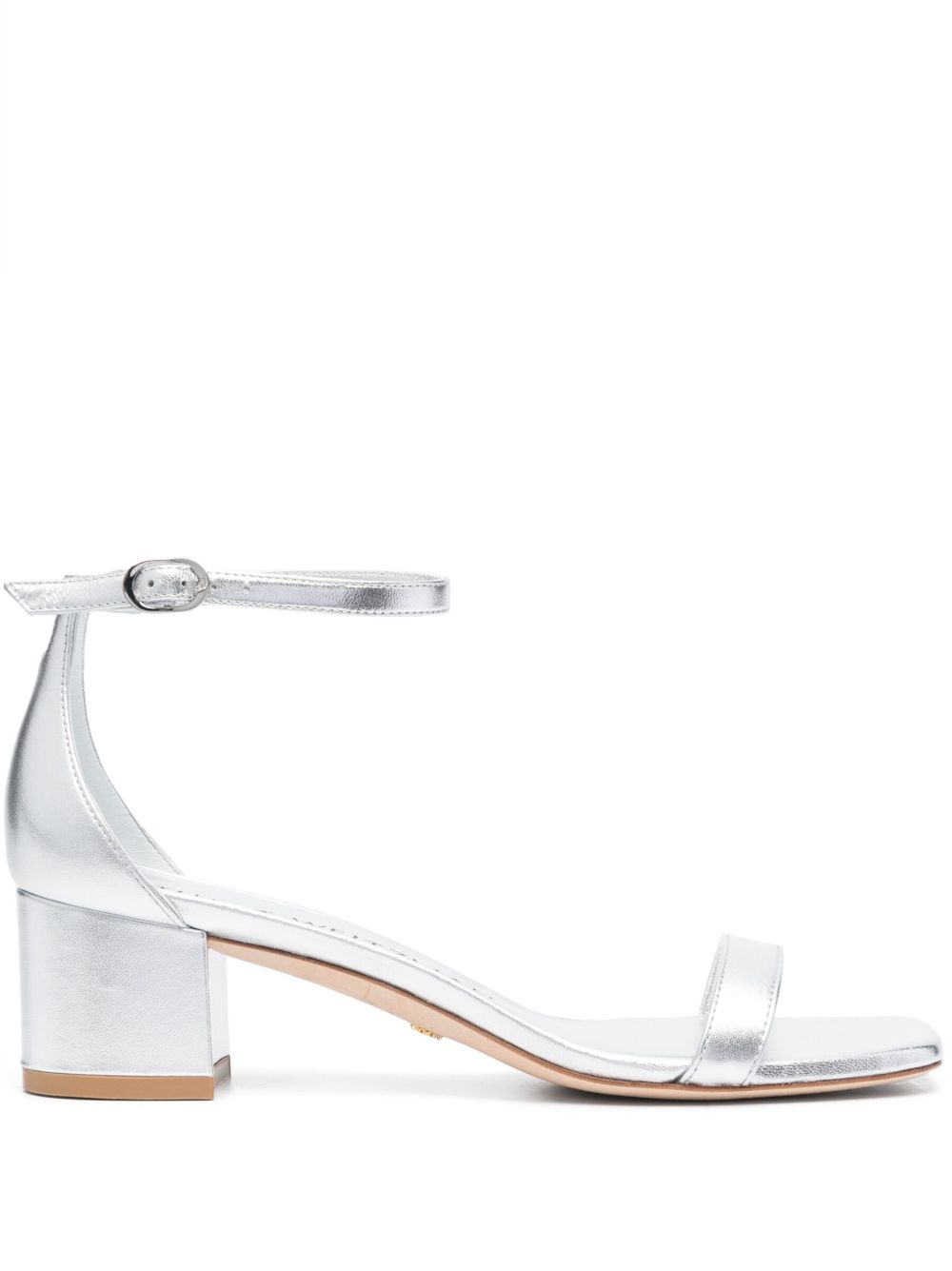 Stuart Weitzman 金属感露趾中跟凉鞋 - 金属色