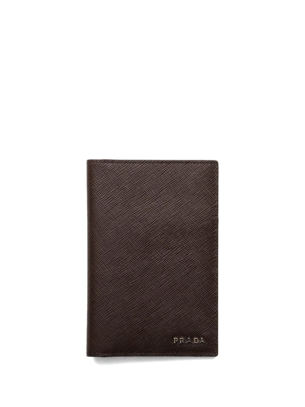 Prada 十字纹理皮质护照夹 - 褐色