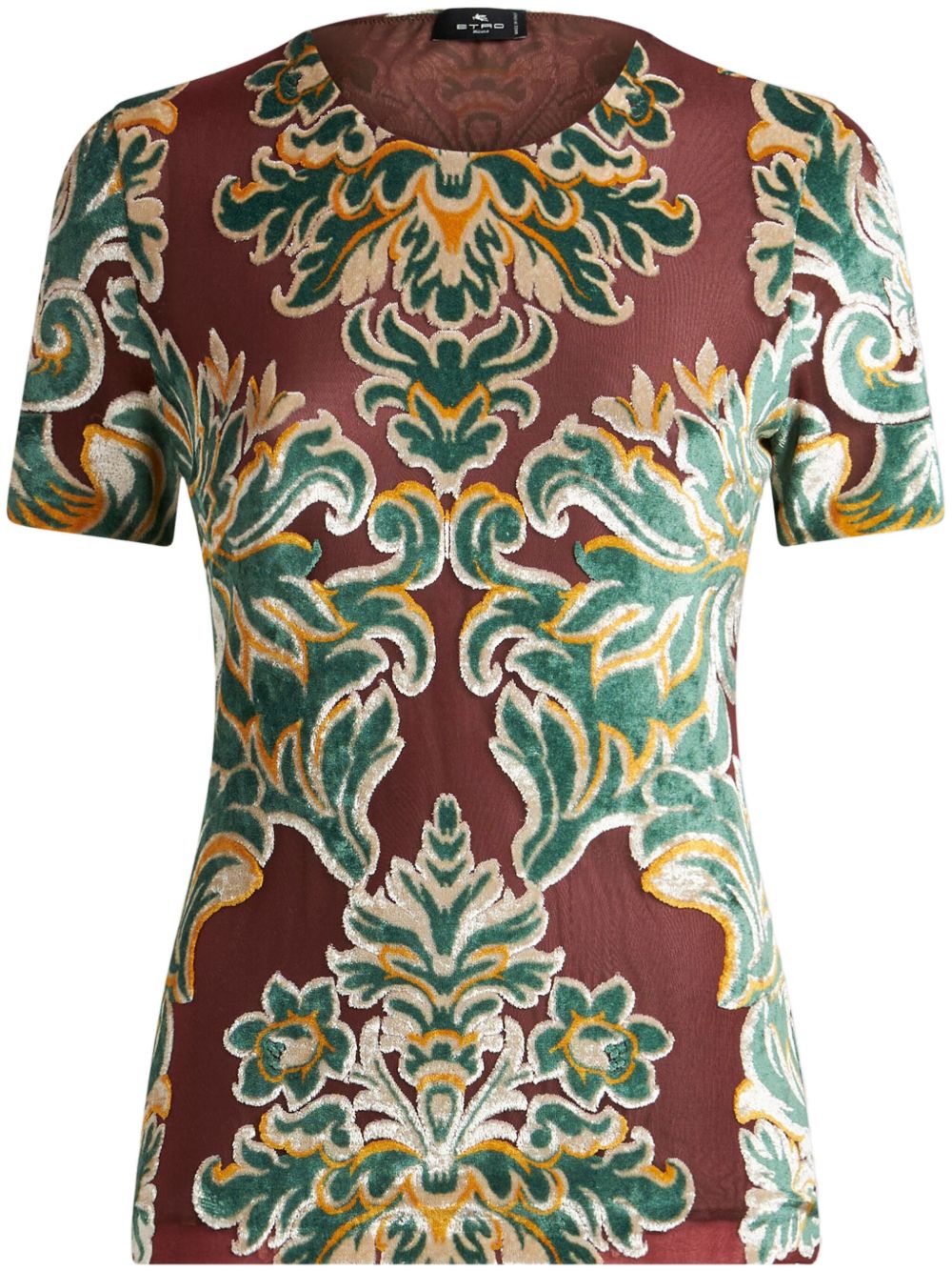 ETRO 图案提花薄纱T恤 - 红色