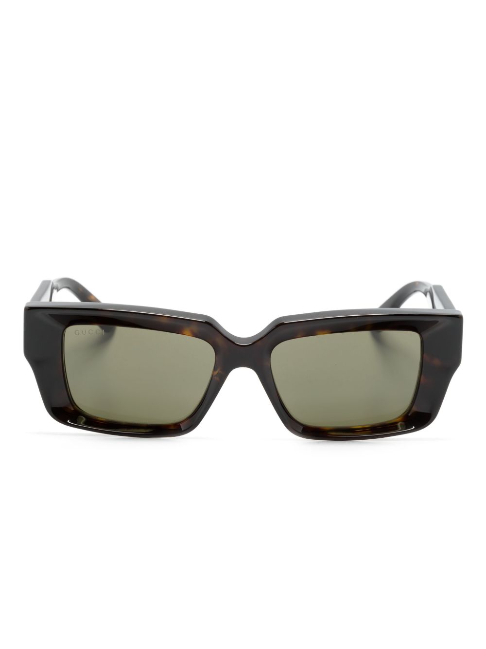 Gucci Eyewear 玳瑁纹长方形框太阳眼镜 - 褐色