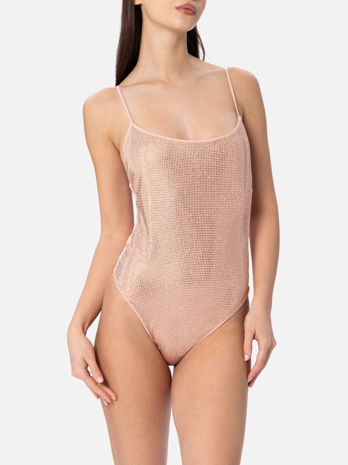 MC2 Saint Barth Woman Pale One-piece Swimsuit Cecille With Rhinestones