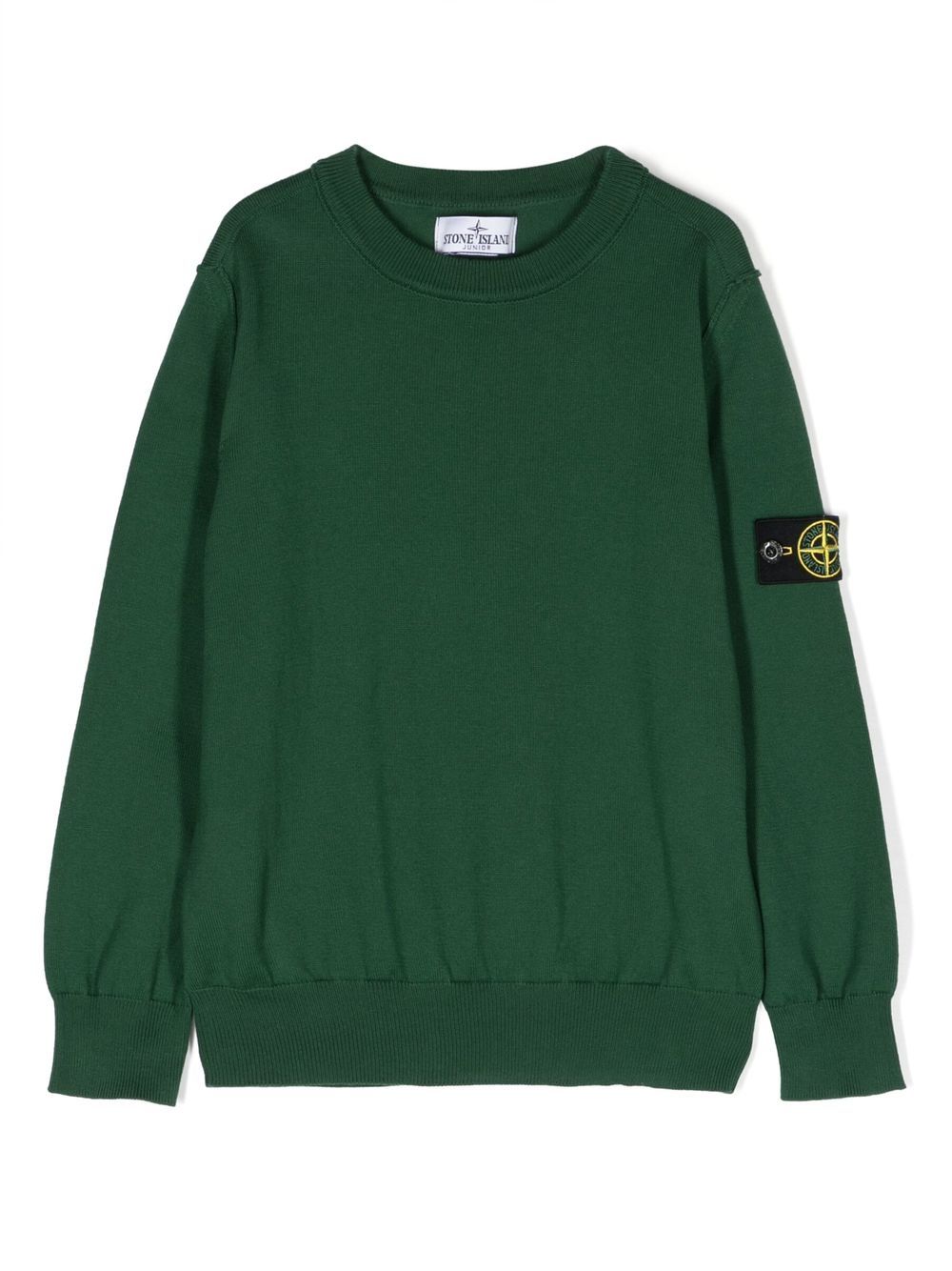 Stone Island Junior 标贴棉毛衣 - 绿色