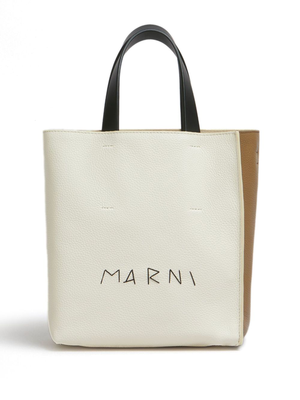 Marni Museo 缝补logo皮质手提包 - 中性色