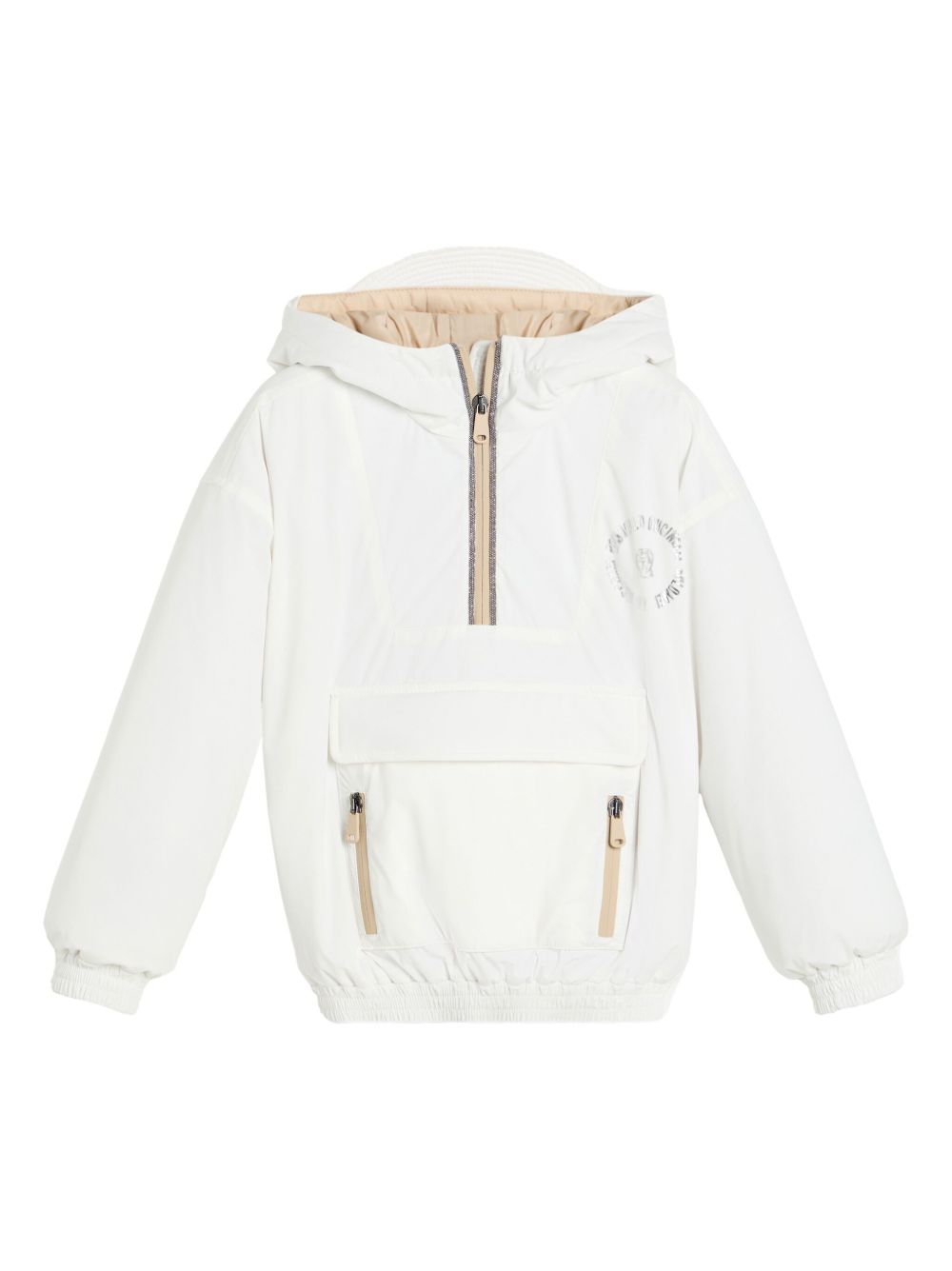 Brunello Cucinelli Kids logo印花蓬松夹克 - 白色