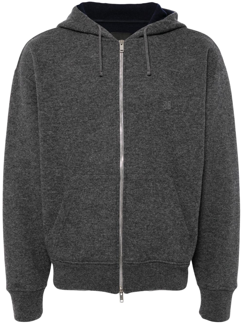 Givenchy logo刺绣拉链连帽衫 - 灰色