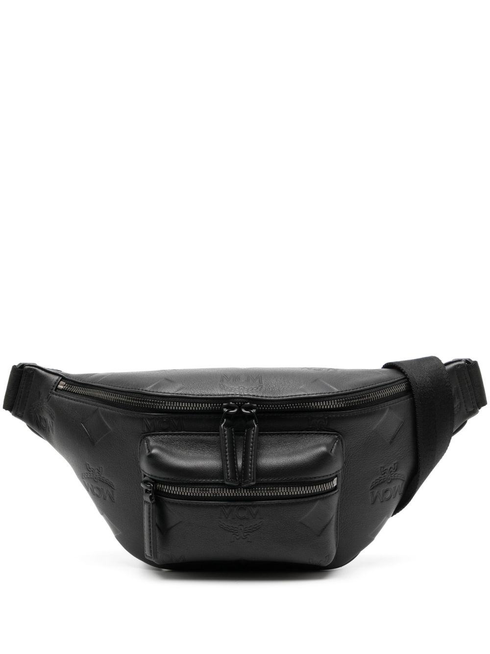 MCM Fursten 中号皮质腰包 - 黑色