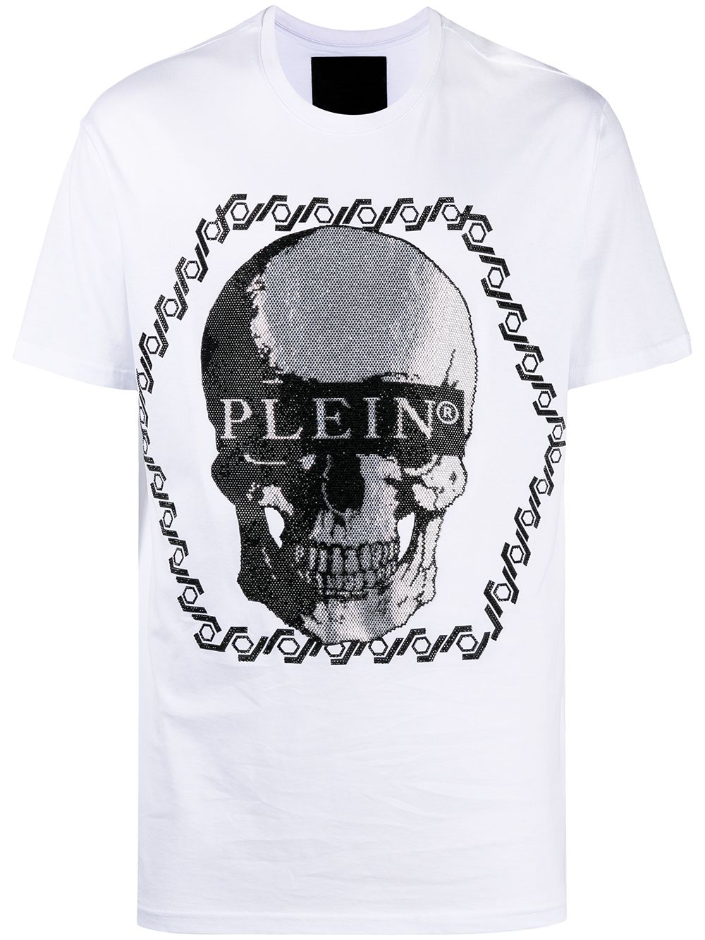 Philipp Plein 晶饰骷髅头圆领T恤 - 白色