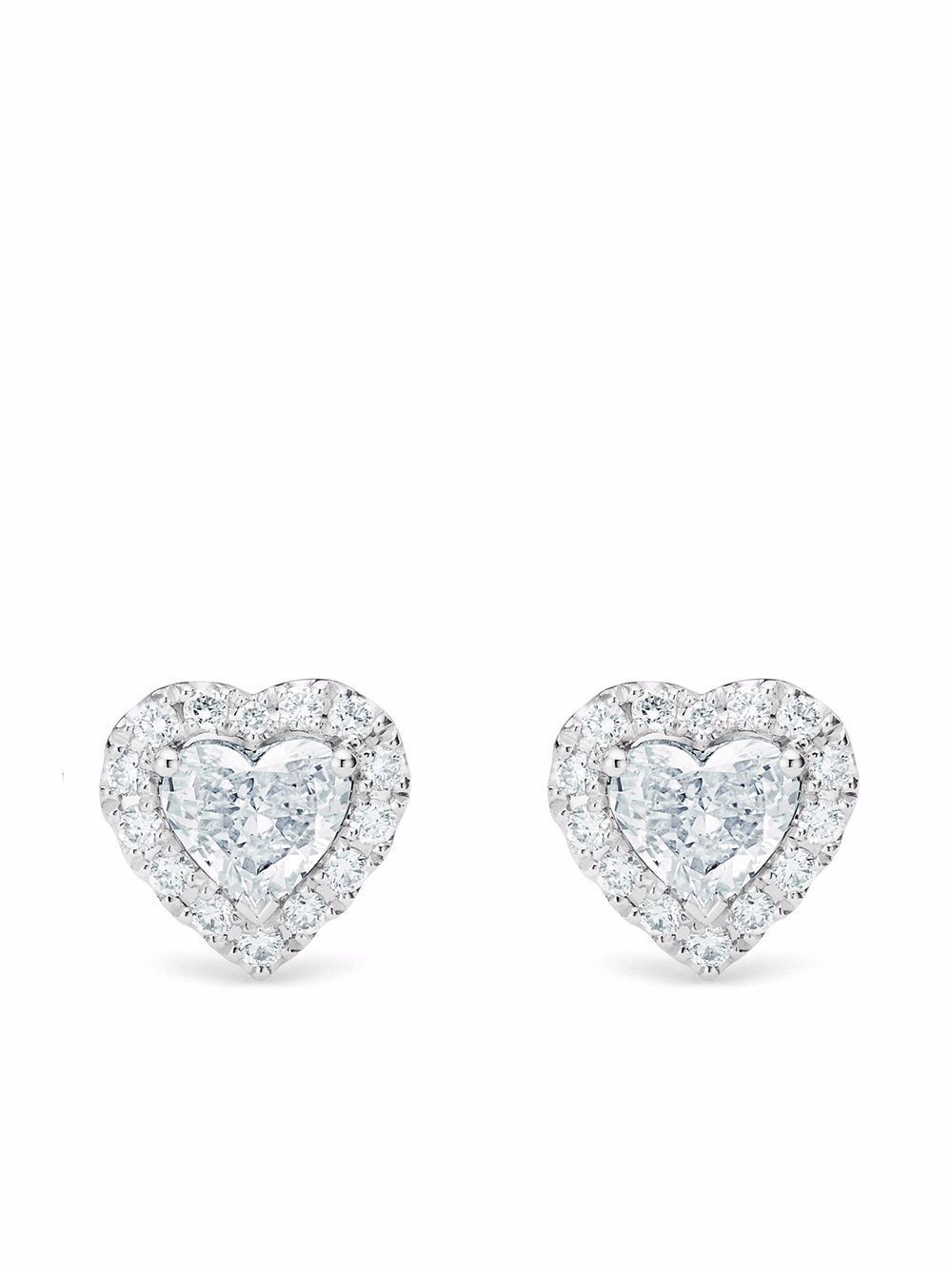 De Beers Jewellers Aura 18K白金心形钻石耳钉 - 银色