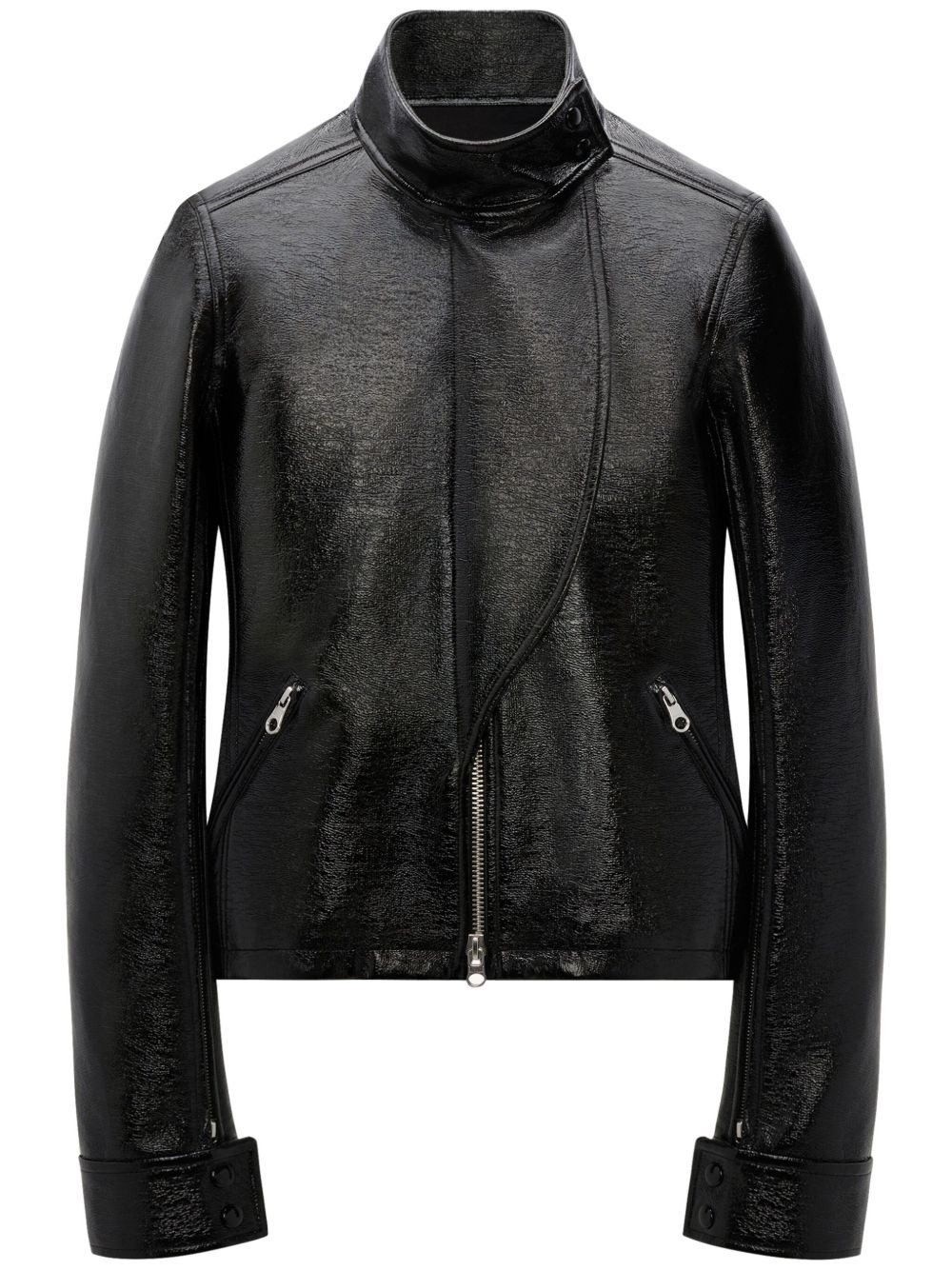 Courrèges Motorcycle 漆光面料夹克 - 黑色