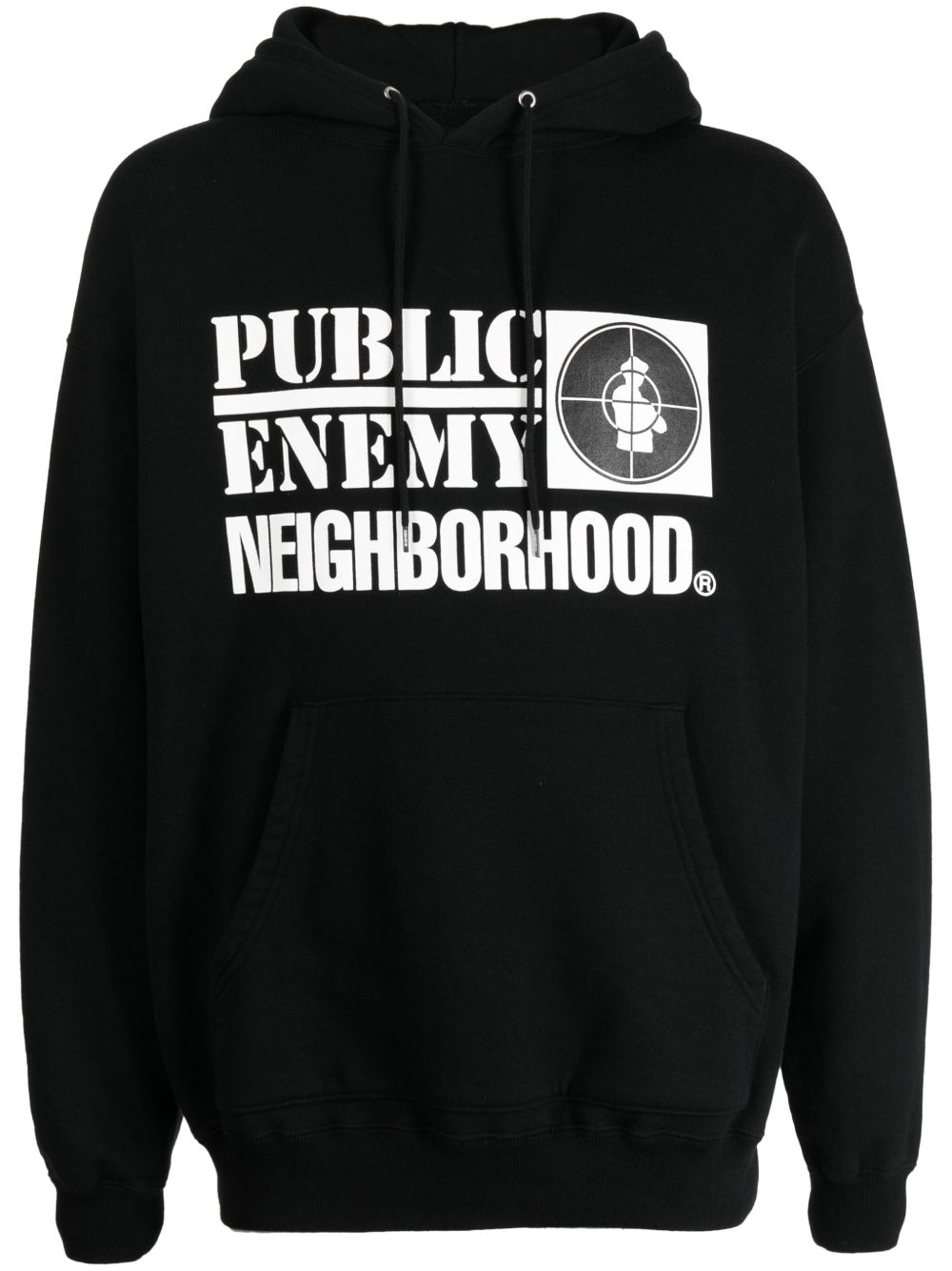 Neighborhood x Public Enemy logo印花棉连帽衫 - 黑色