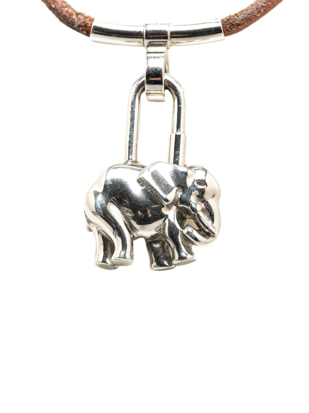 Hermès Pre-Owned 镀钯 Elephant Cadena 项圈式项链（2000年代典藏款） - 褐色