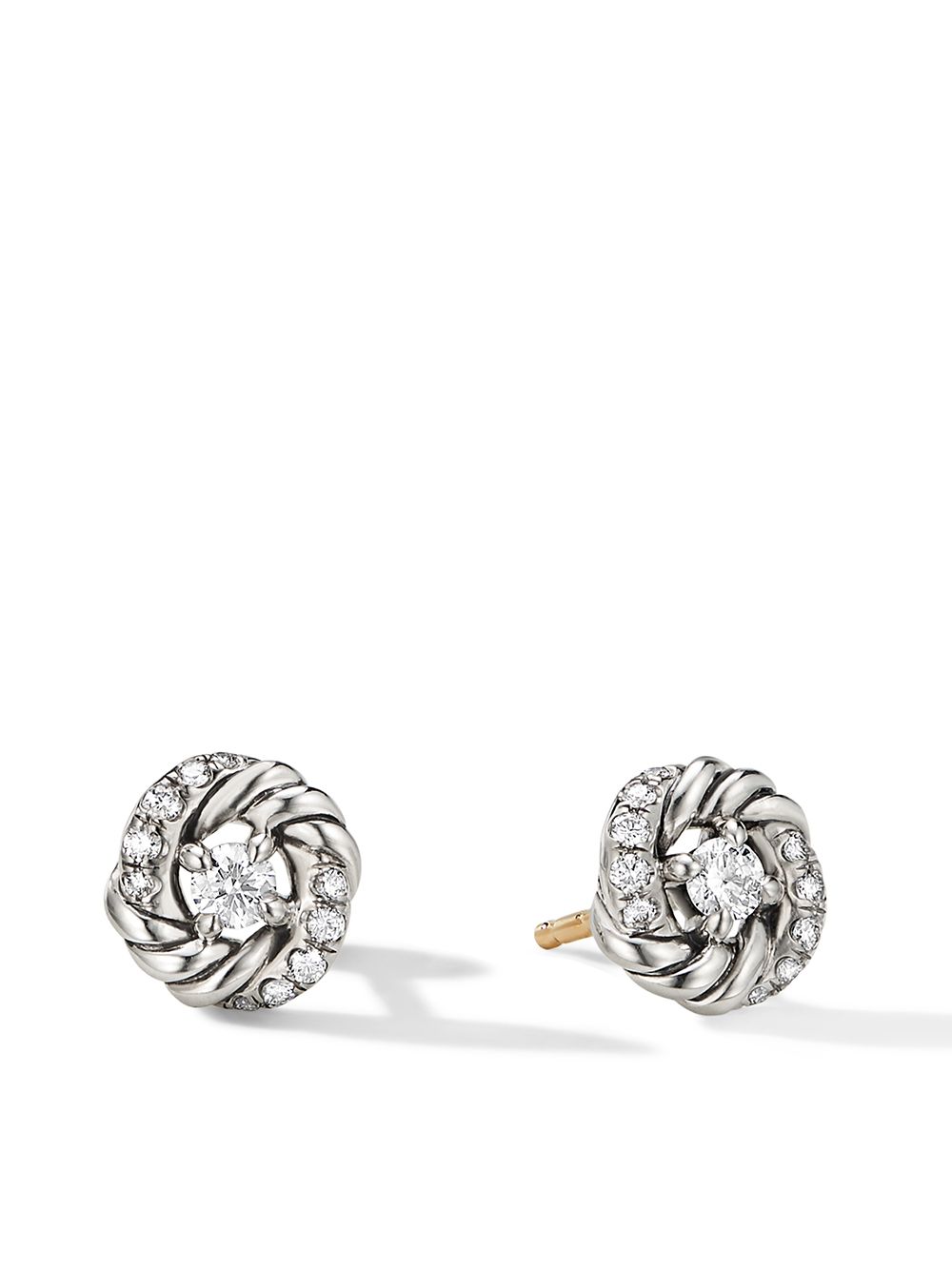David Yurman 纯银 Petite Infinity 钻石耳钉 - 银色