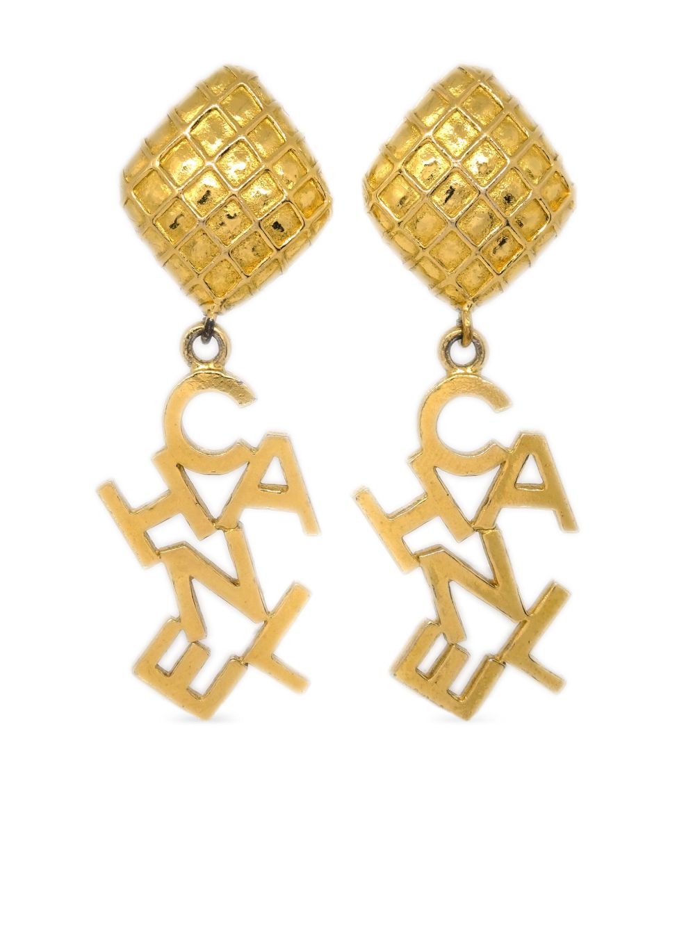 CHANEL Pre-Owned logo夹扣式耳环（1990-2000年代典藏款） - 金色