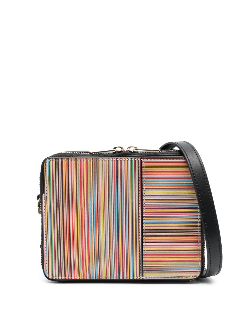 Paul Smith Signature Stripe 皮质斜挎包 - 黑色