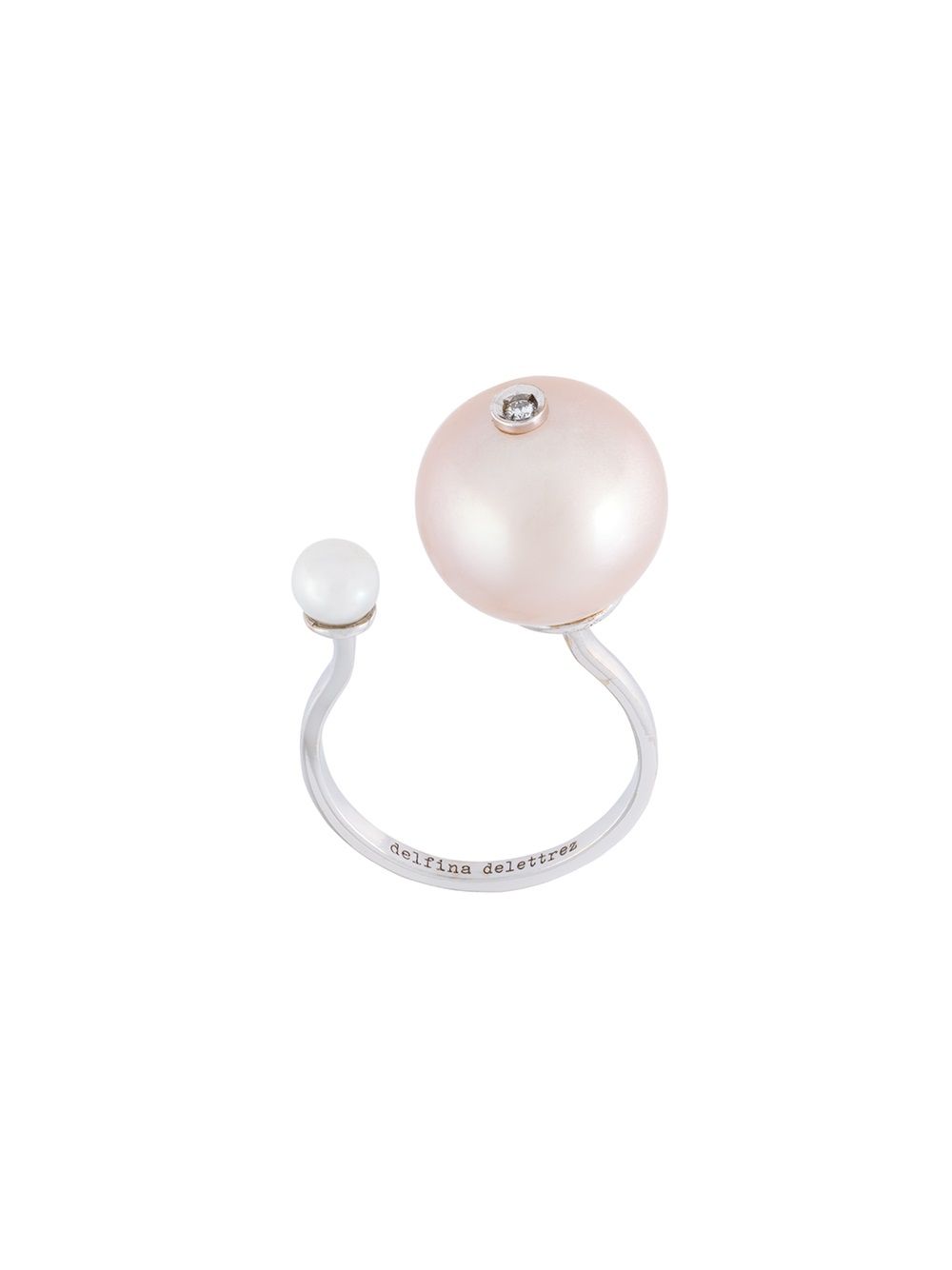 Delfina Delettrez 'Pearl piercing'钻石戒指 - 金属色