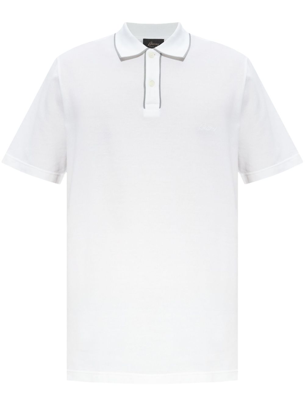 Brioni logo棉珠地布polo衫 - 白色
