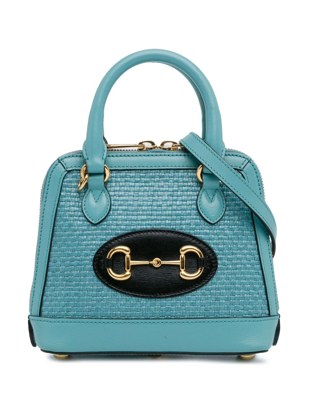 Gucci Pre-Owned Raffia Horsebit 1955 顶置手柄迷你斜挎包（2016-2023年典藏款） - 蓝色