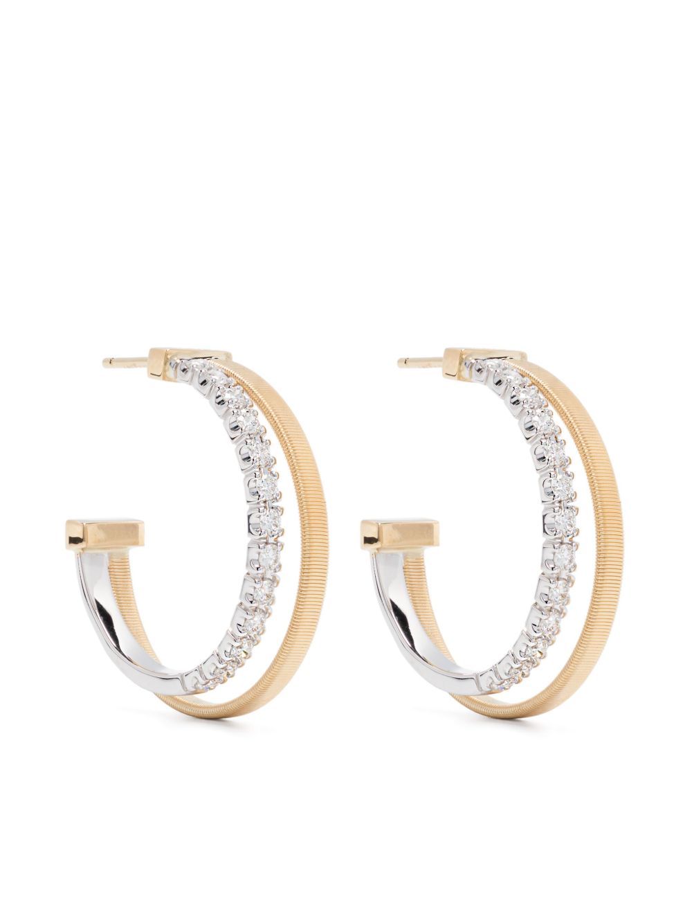 Marco Bicego 18K黄金钻石双圈耳环 - 金色