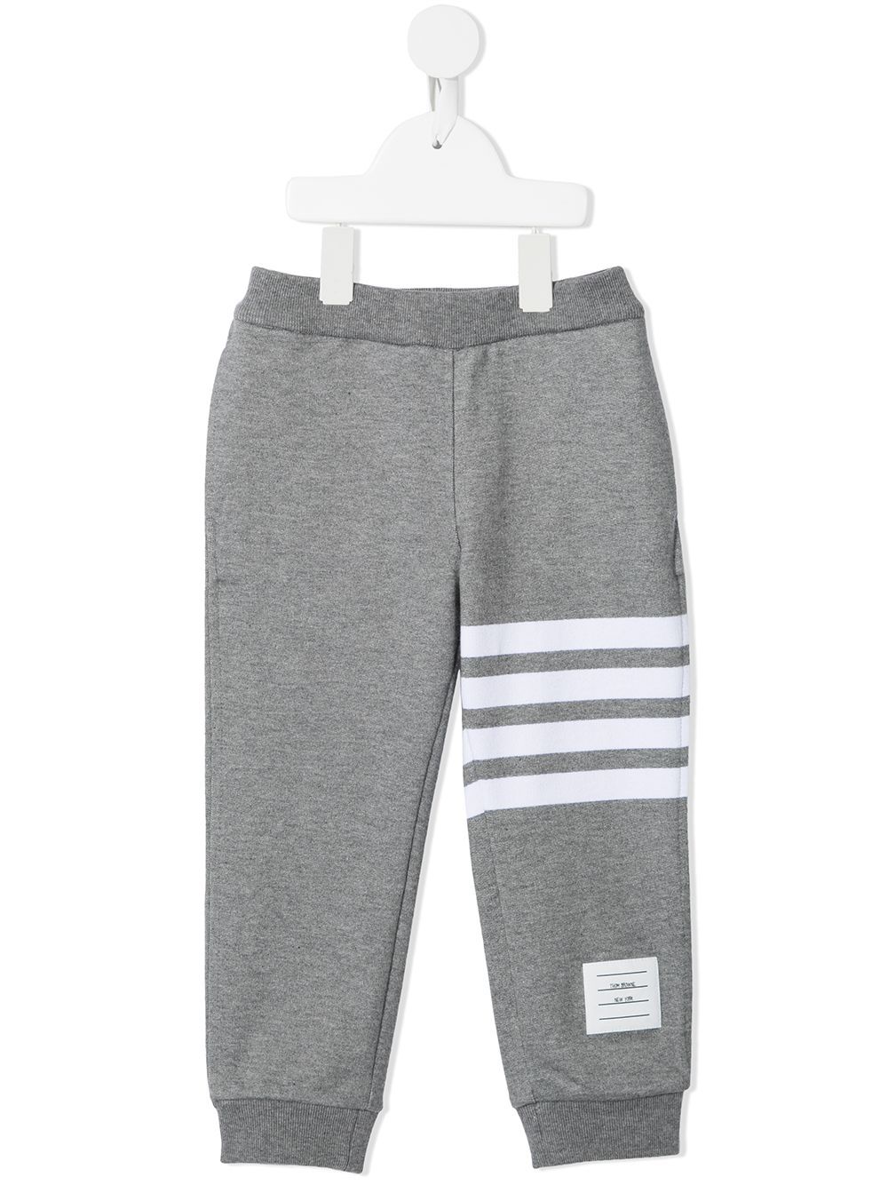 Thom Browne Kids 反面毛圈平纹针织四条纹运动裤 - 灰色