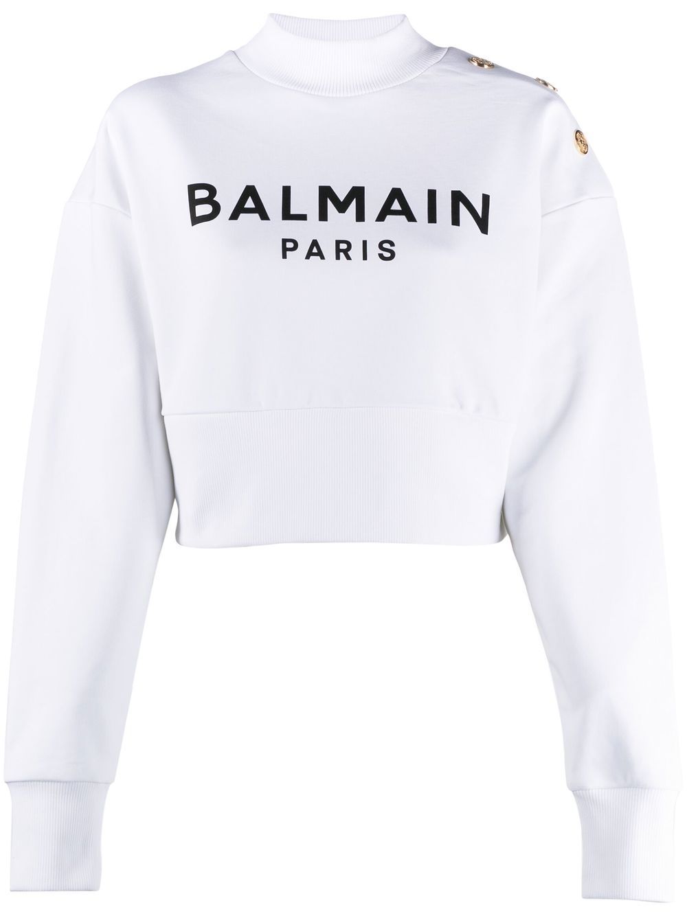 Balmain logo印花棉卫衣 - 白色