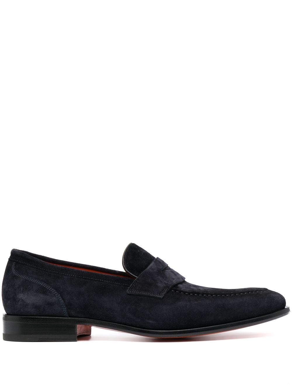 Santoni 绒面皮经典乐福鞋 - 蓝色