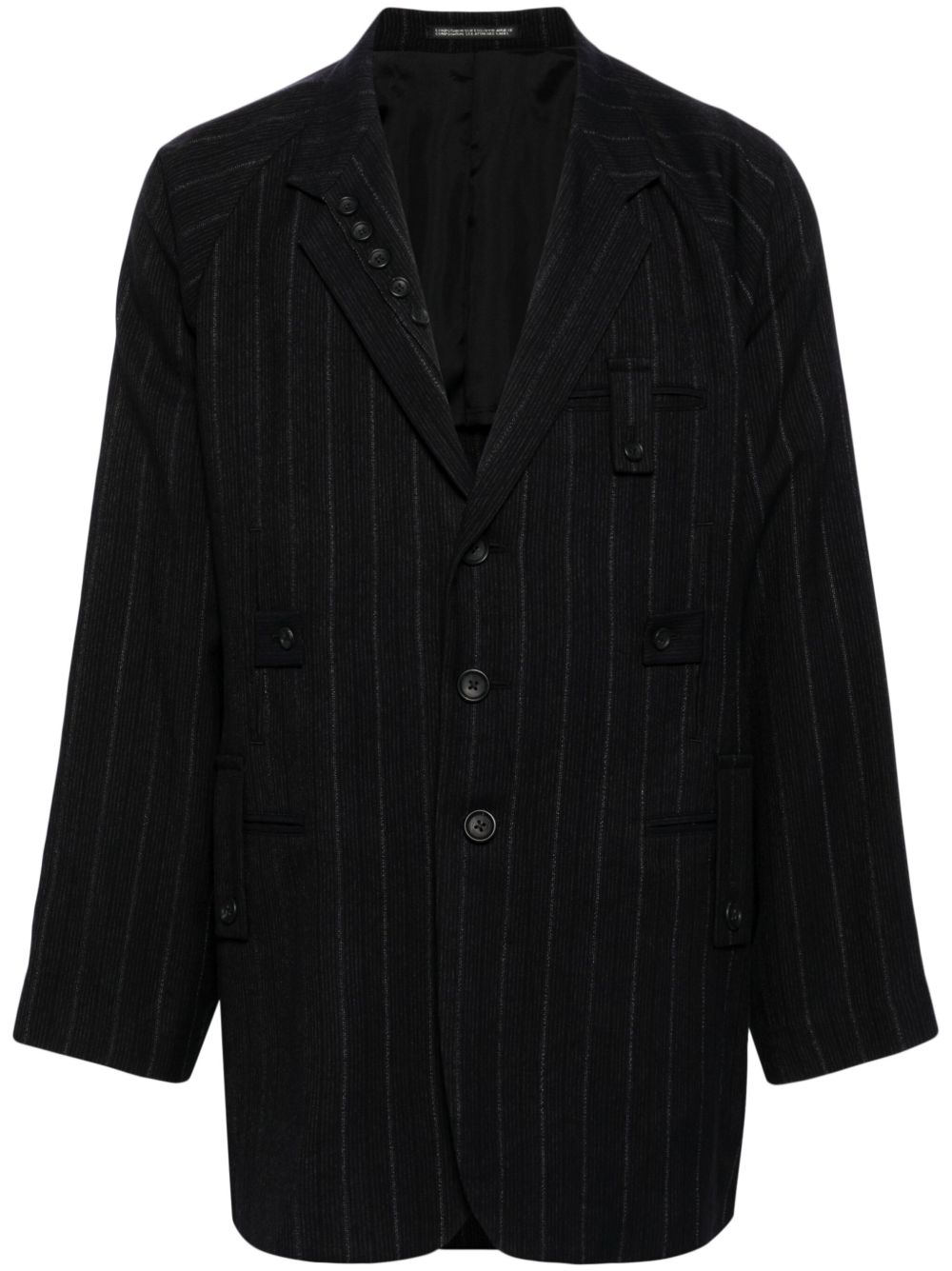 Yohji Yamamoto pinstriped single-breasted blazer - 黑色