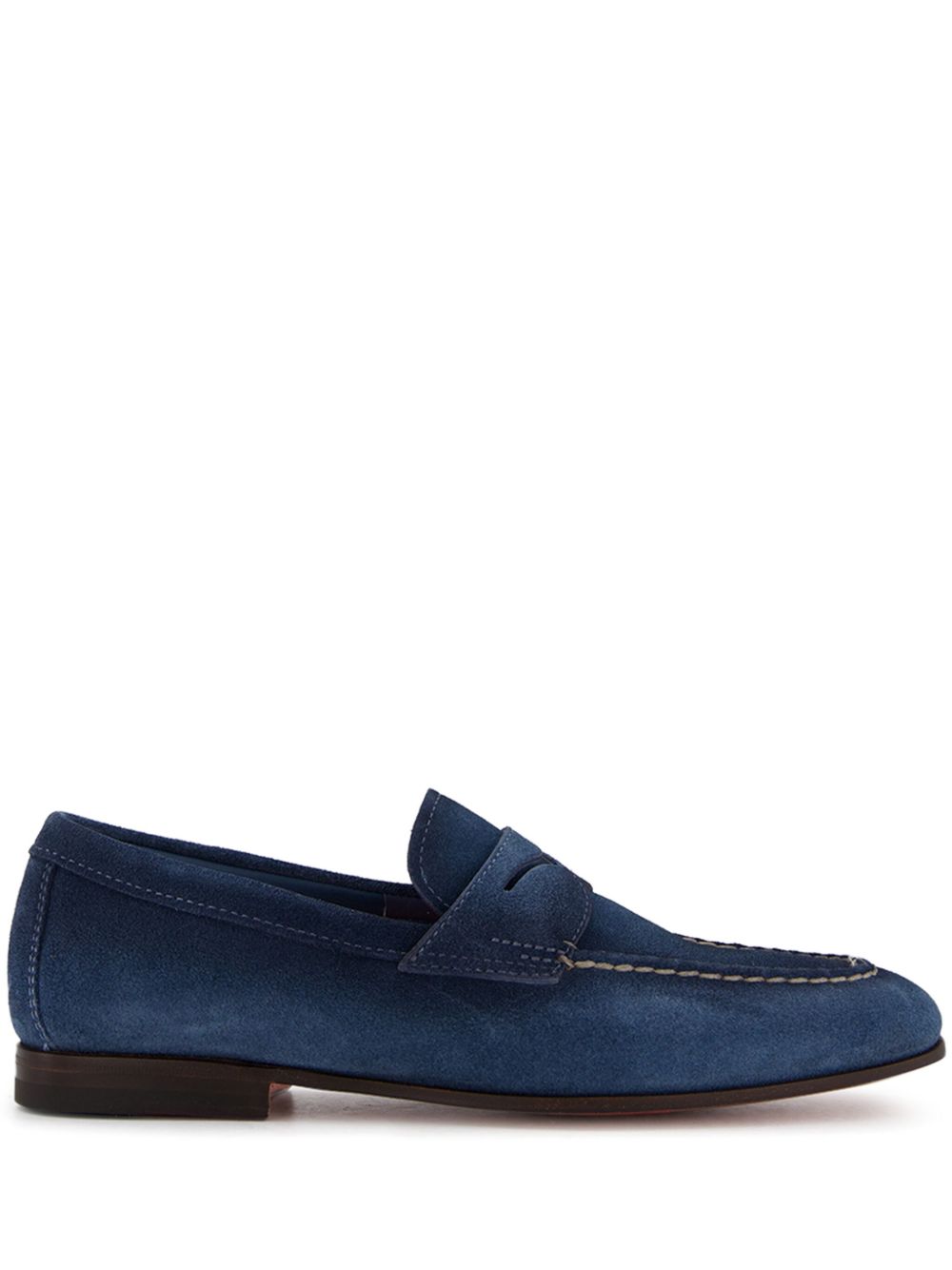 Santoni 绒面皮乐福鞋 - 蓝色