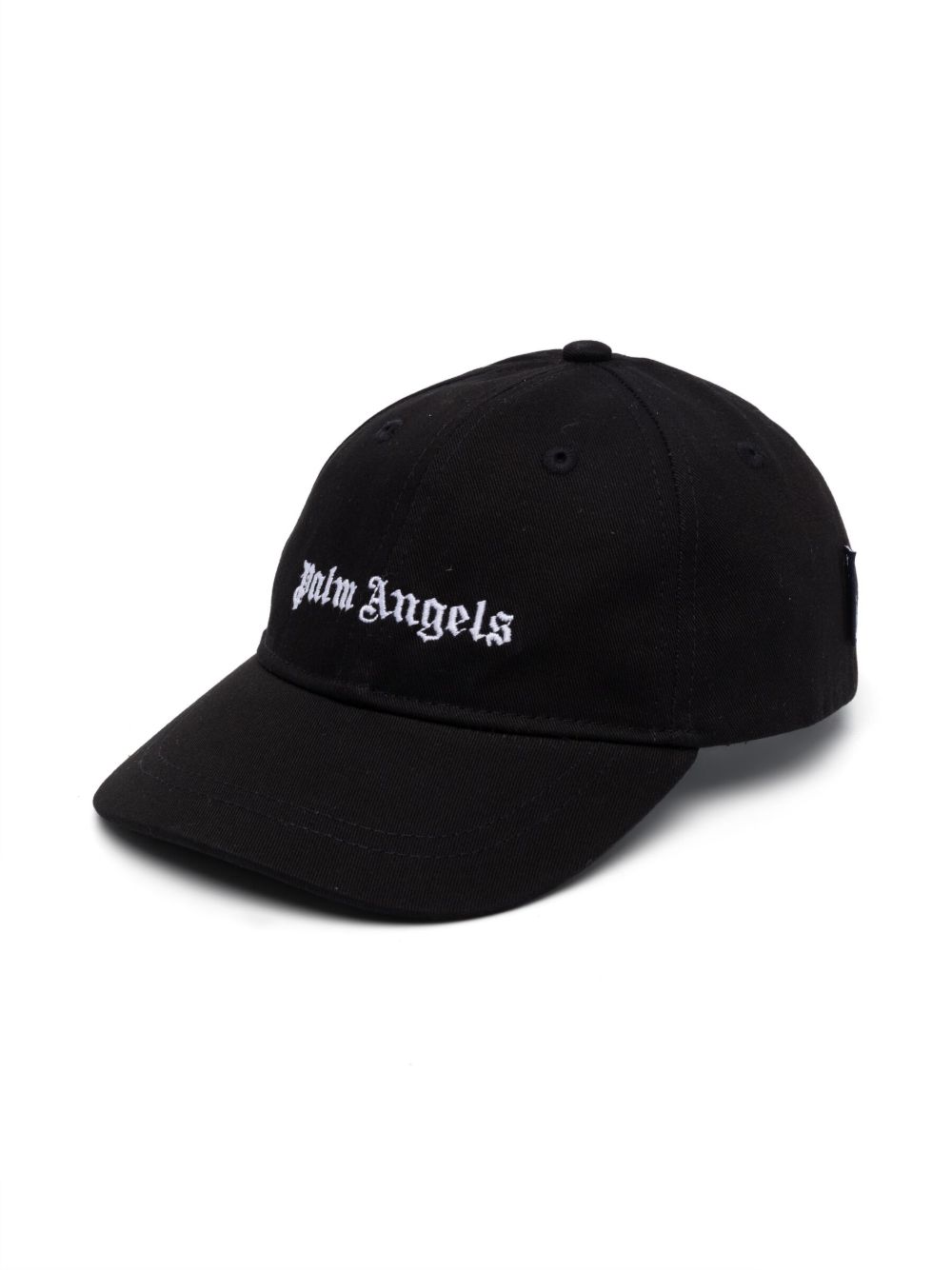 Palm Angels Kids logo刺绣棉棒球帽 - 黑色