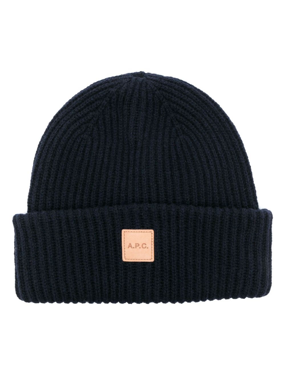 A.P.C. logo 贴花羊毛混纺套头帽 - 蓝色