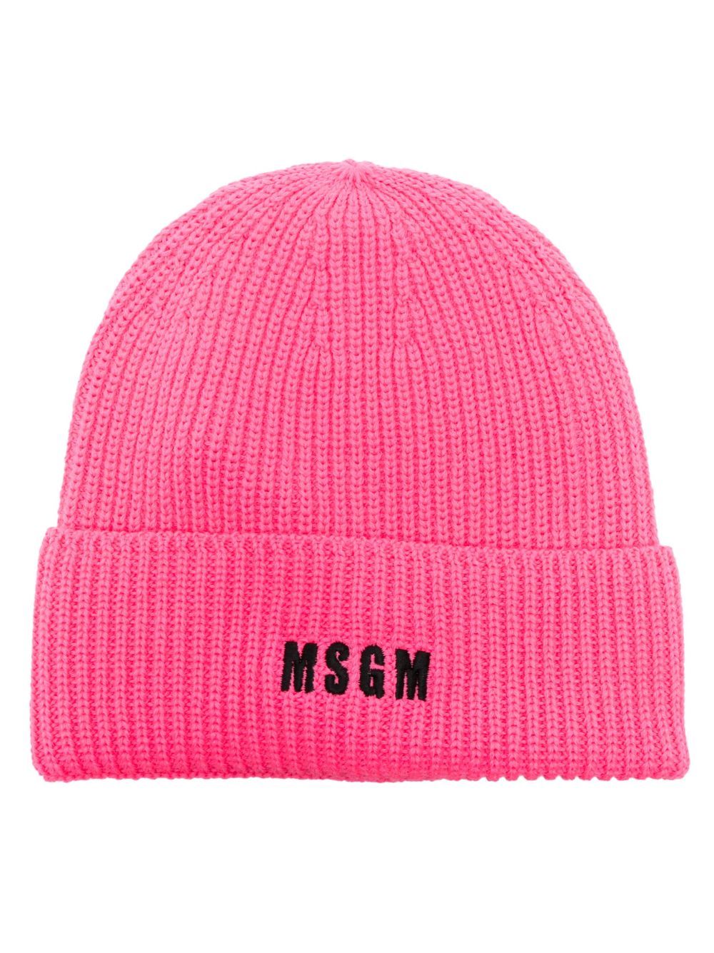 MSGM logo刺绣罗纹针织套头帽 - 粉色