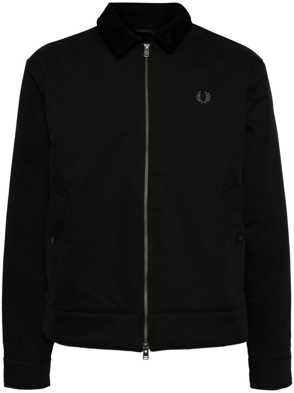 Fred Perry logo刺绣拉链飞行员夹克 - 黑色