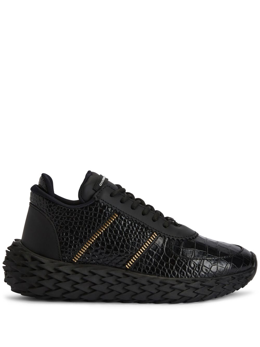 Giuseppe Zanotti Urchin 仿鳄皮纹运动鞋 - 黑色