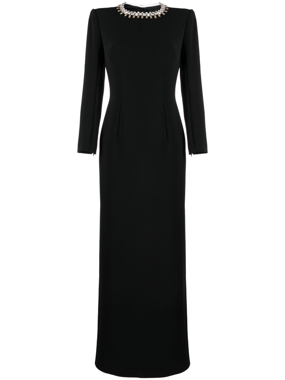 Jenny Packham Thetis 晶饰超长连衣裙 - 黑色