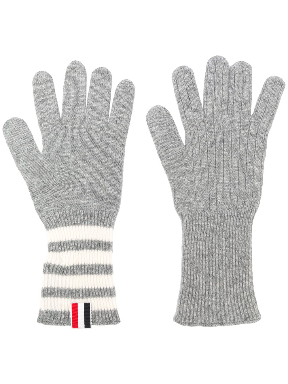 Thom Browne 4 条纹羊绒手套 - 灰色