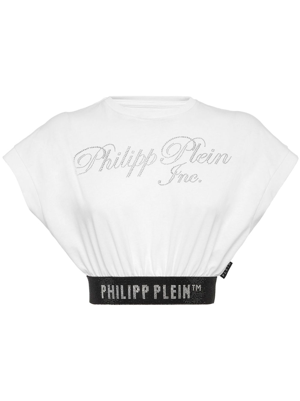 Philipp Plein 水钻logo短款T恤 - 白色