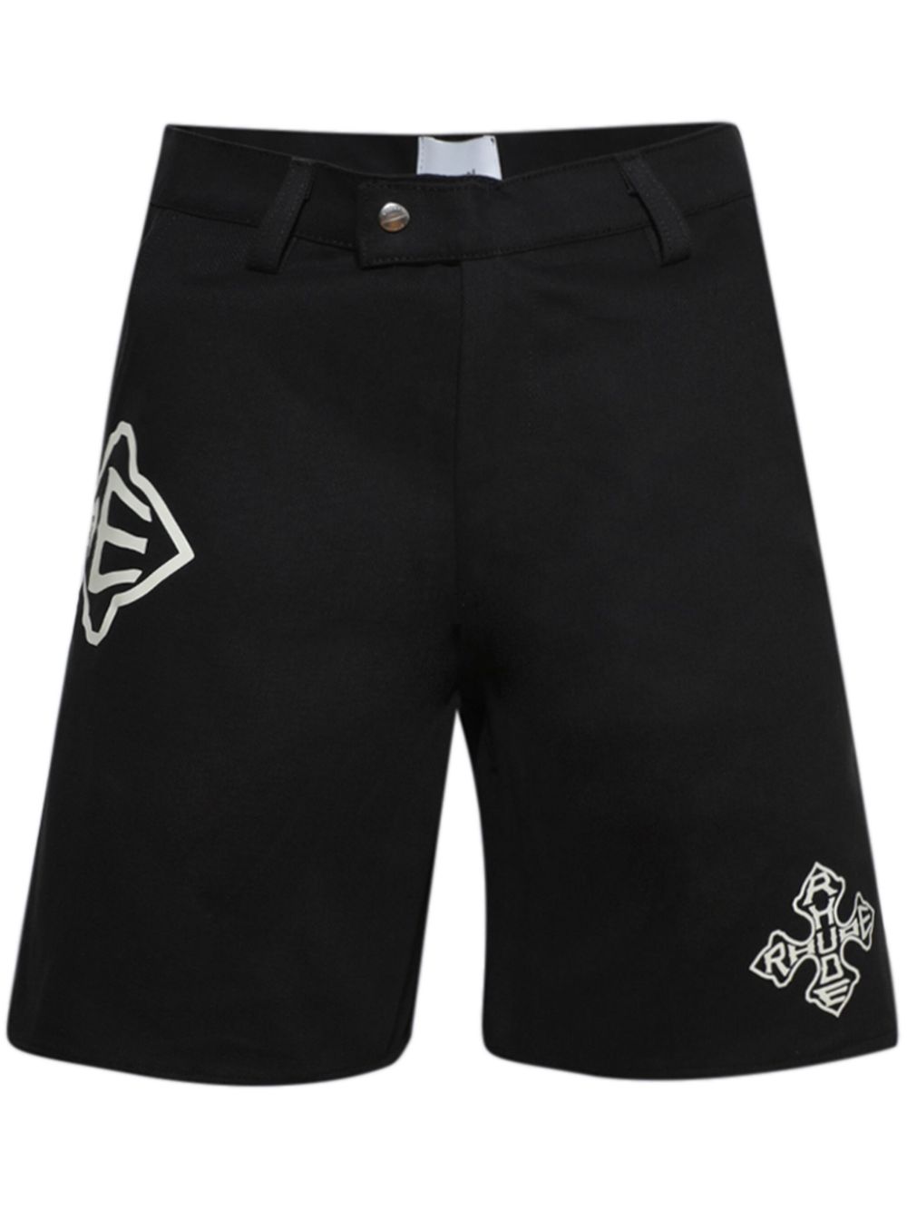RHUDE 十字logo斜纹布短裤 - 黑色