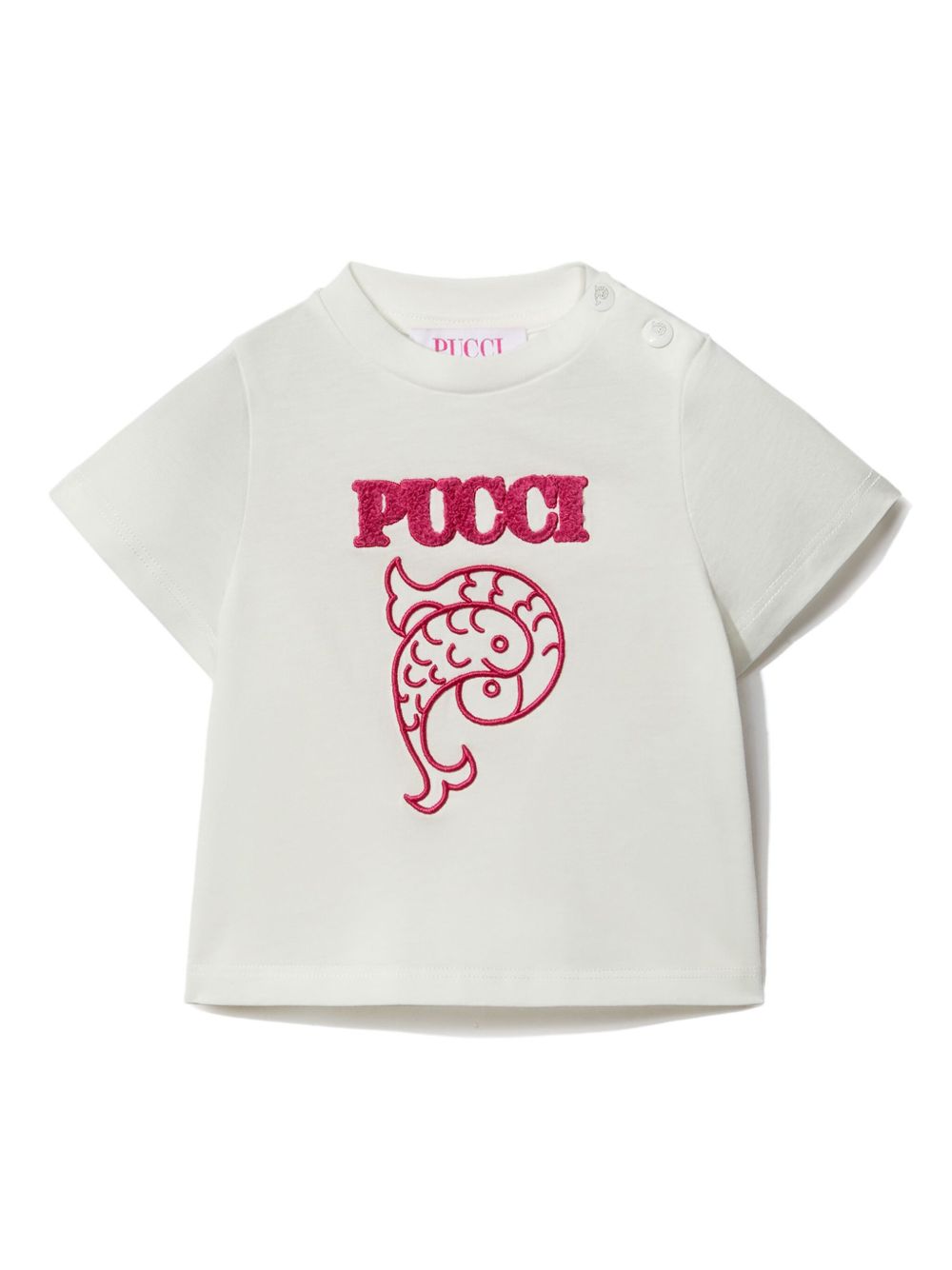 PUCCI Junior 刺绣棉T恤 - 白色