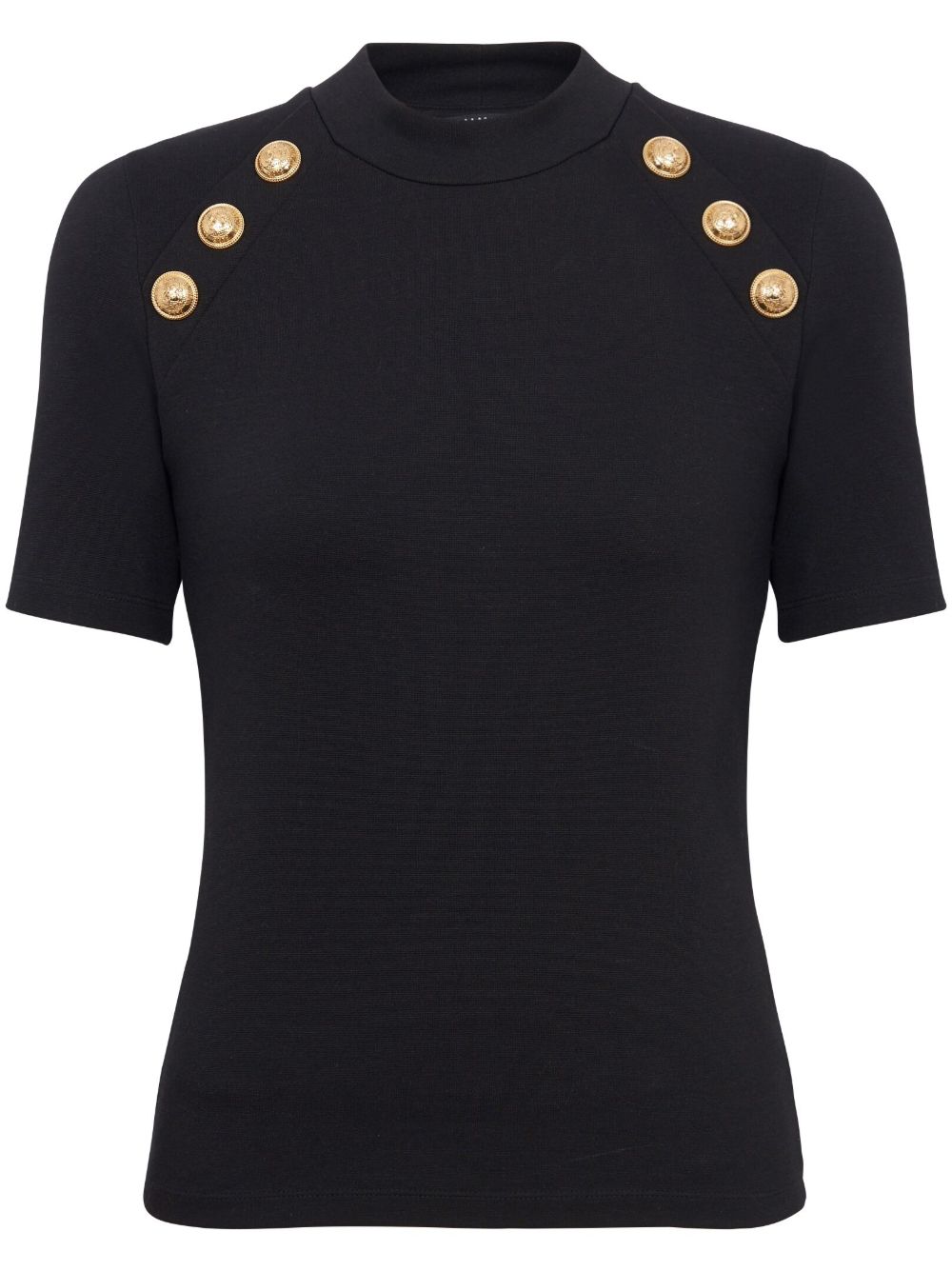 Balmain 6-Button 插肩式衣袖T恤 - 黑色