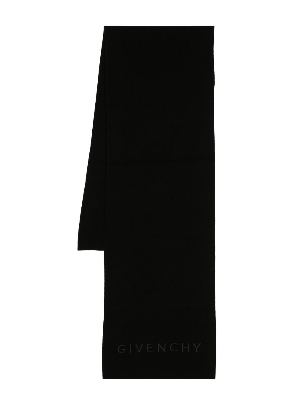Givenchy logo刺绣羊毛围巾 - 黑色