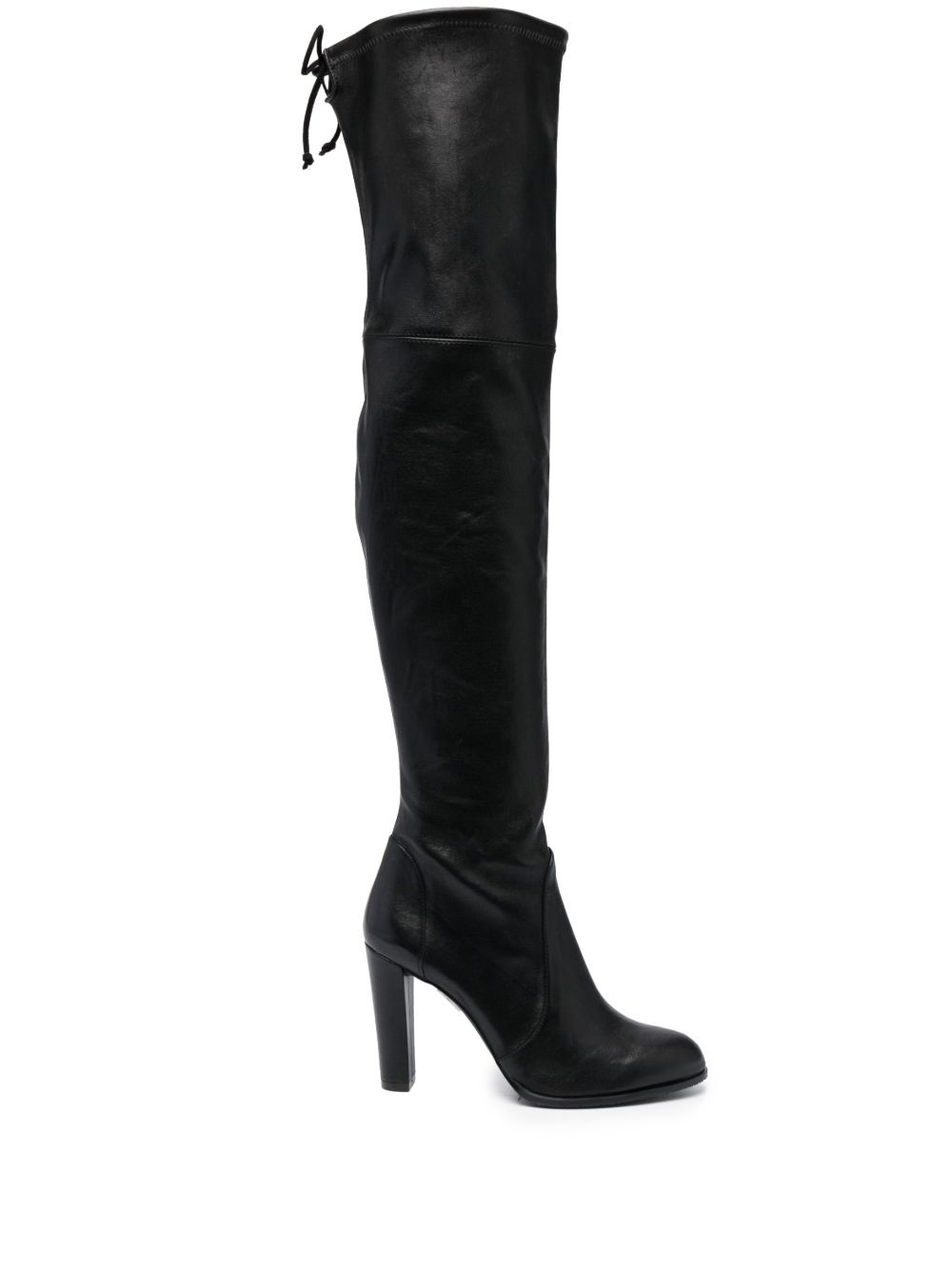 Stuart Weitzman Highland 高跟皮质过膝靴 - 黑色