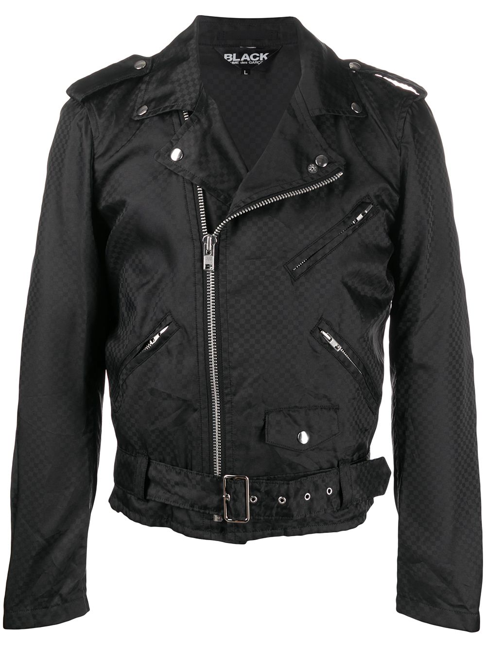 Black Comme Des Garçons 格纹机车夹克 - 黑色