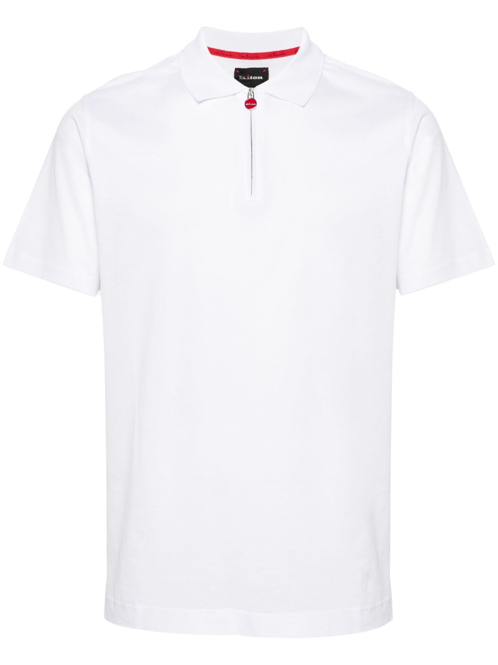 Kiton 拉链领珠地网眼棉polo衫 - 白色