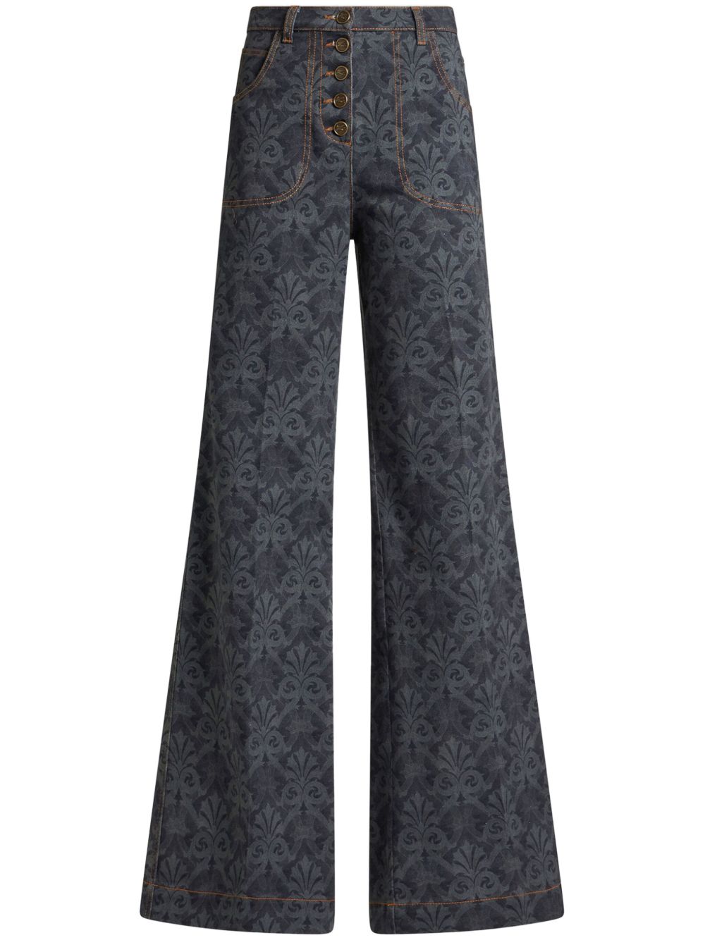 ETRO 印花喇叭牛仔裤 - 蓝色