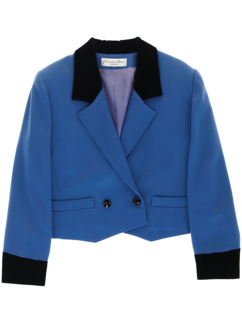 Christian Dior Pre-Owned 短款西装夹克（1980年代典藏款） - 蓝色