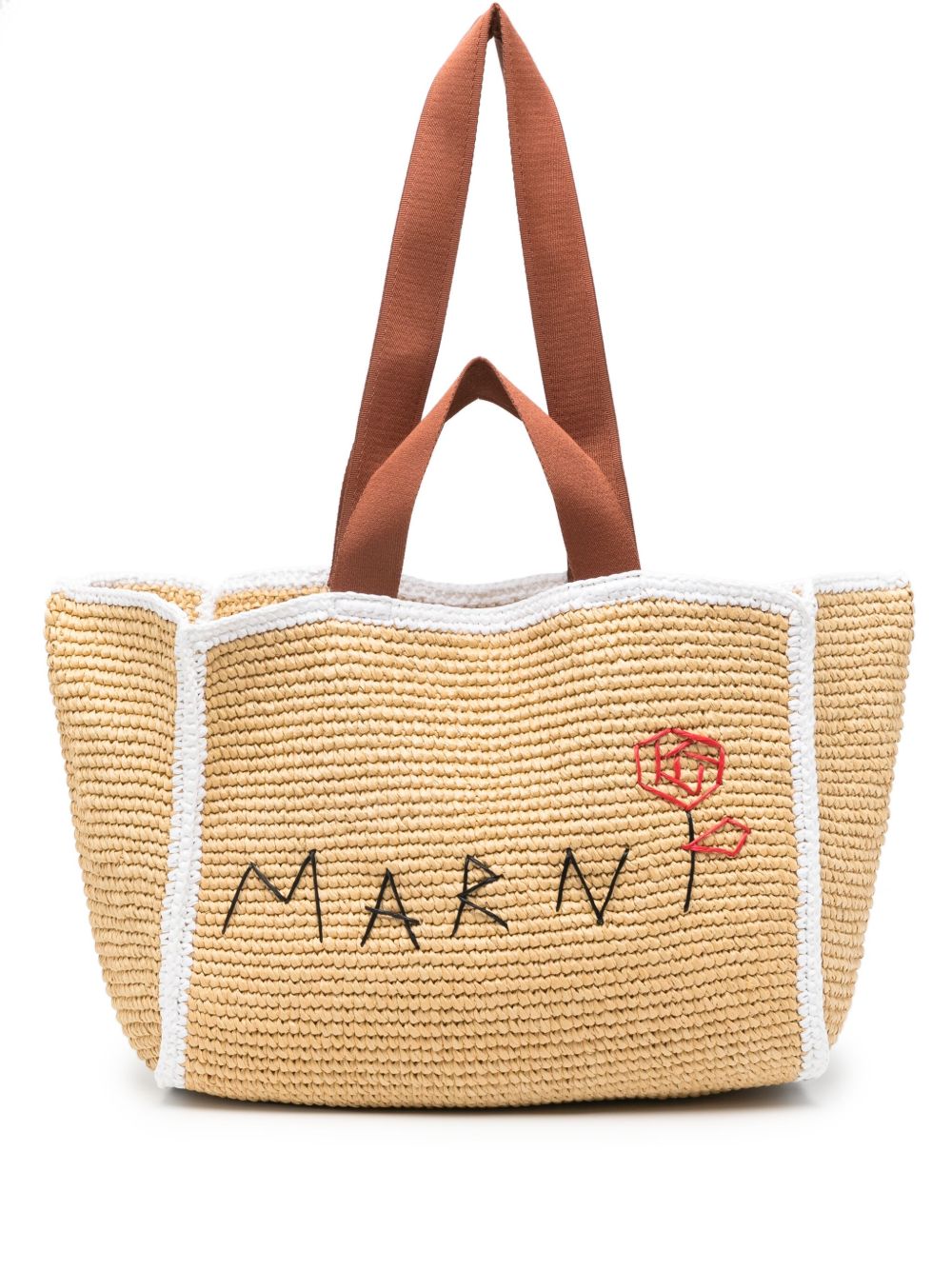 Marni Sillo 绳结编织手提包 - 中性色